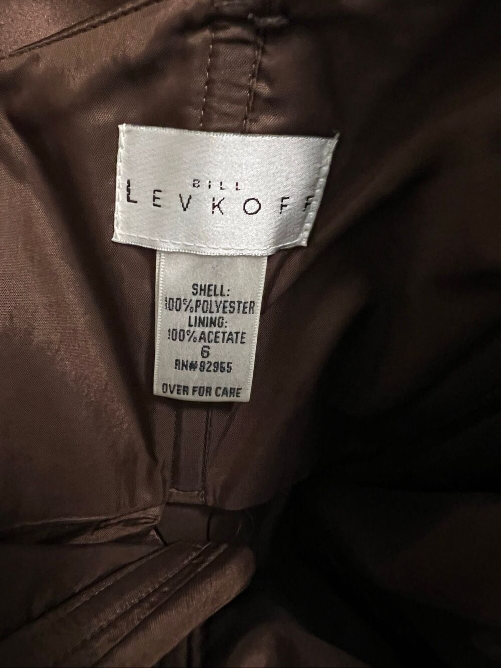 Bill Levkoff Chocolate Brown Satin Strapless Fit Flare Midi Dress Ivory Sash 6 - Picture 6 of 8